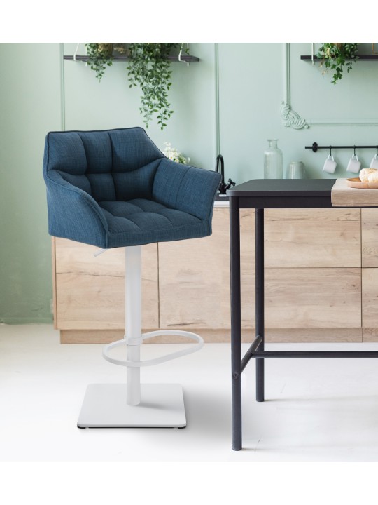 Banqueta alta tecido Damaso W, azul