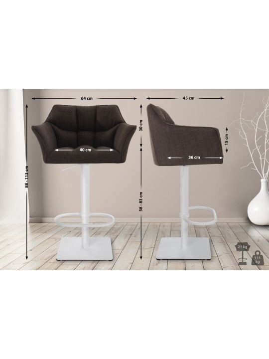 Banqueta alta tecido Damaso W, castanho