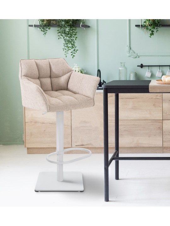 Banqueta alta tecido Damaso W, marfim