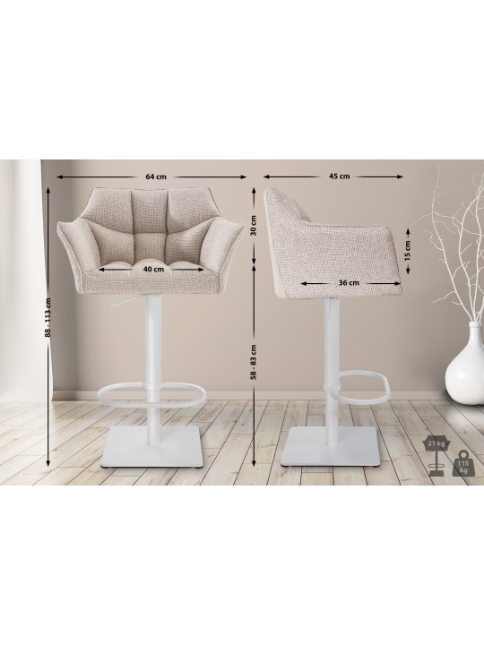 Banqueta alta tecido Damaso W, marfim