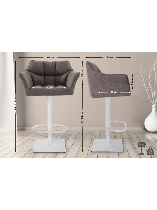 Banqueta alta tecido Damaso W, cinza