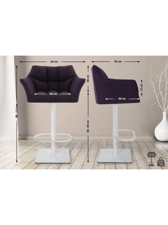 Banqueta alta tecido Damaso W, lilás