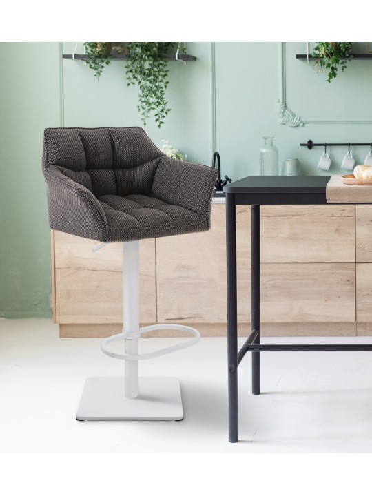 Banqueta alta tecido Damaso W, cinza titânio