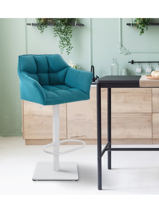 Banqueta alta tecido Damaso W, turquesa