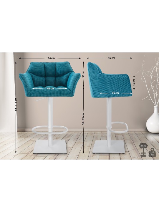 Banqueta alta tecido Damaso W, turquesa