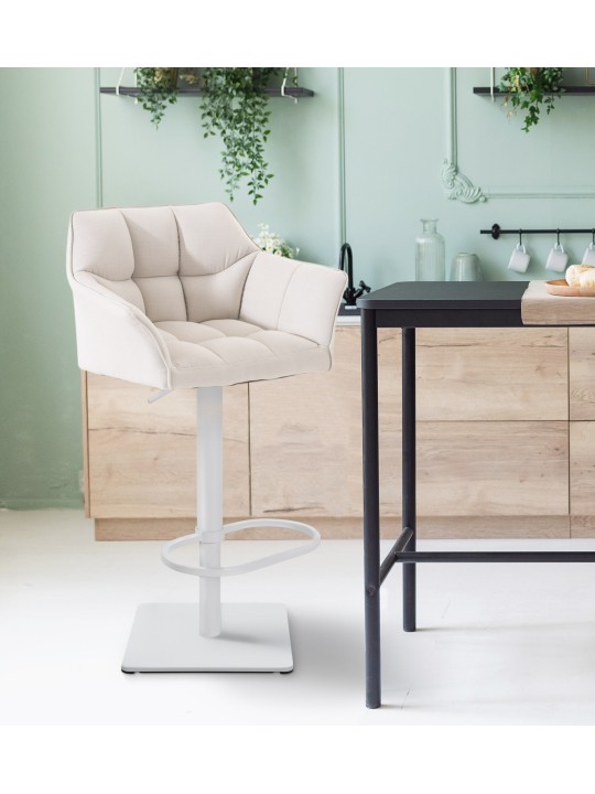 Banqueta alta tecido Damaso W, branco