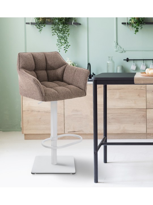 Banqueta alta tecido Damaso W, castanho terra