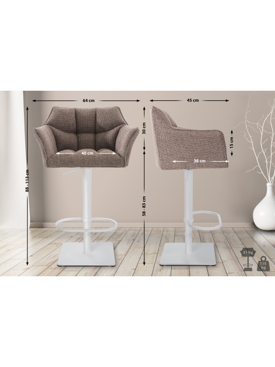 Banqueta alta tecido Damaso W, castanho terra