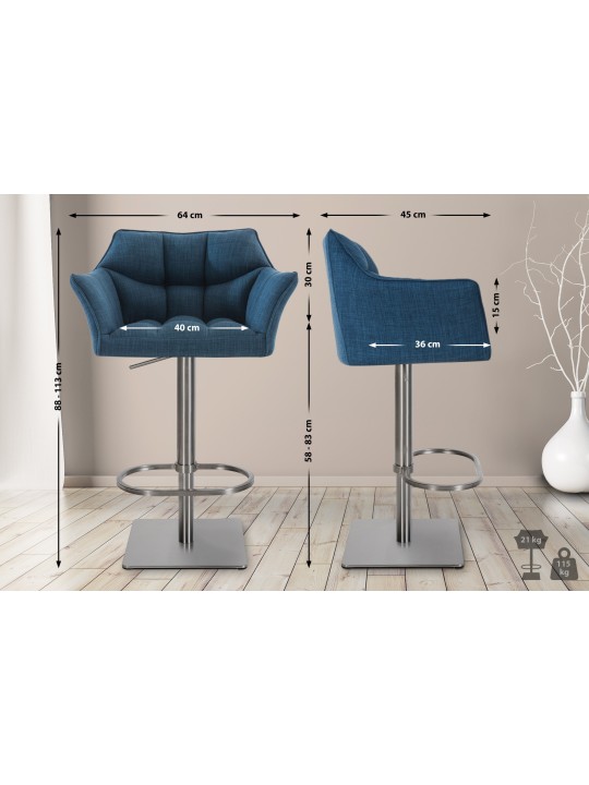Banqueta alta tecido Damaso E, azul
