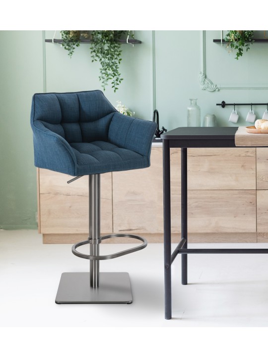 Banqueta alta tecido Damaso E, azul