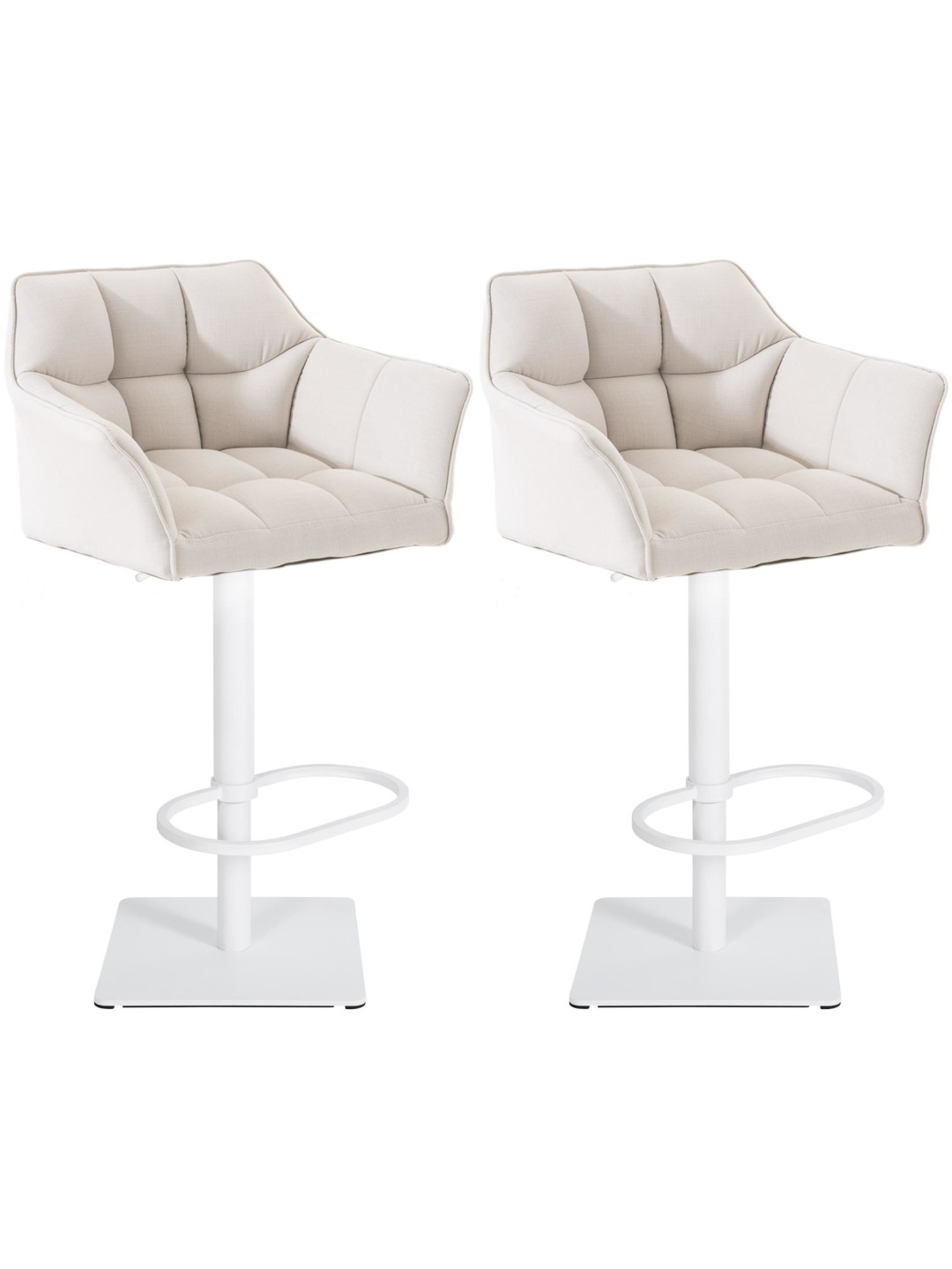 Conjunto de 2 bancos altos tecido Damaso, branco