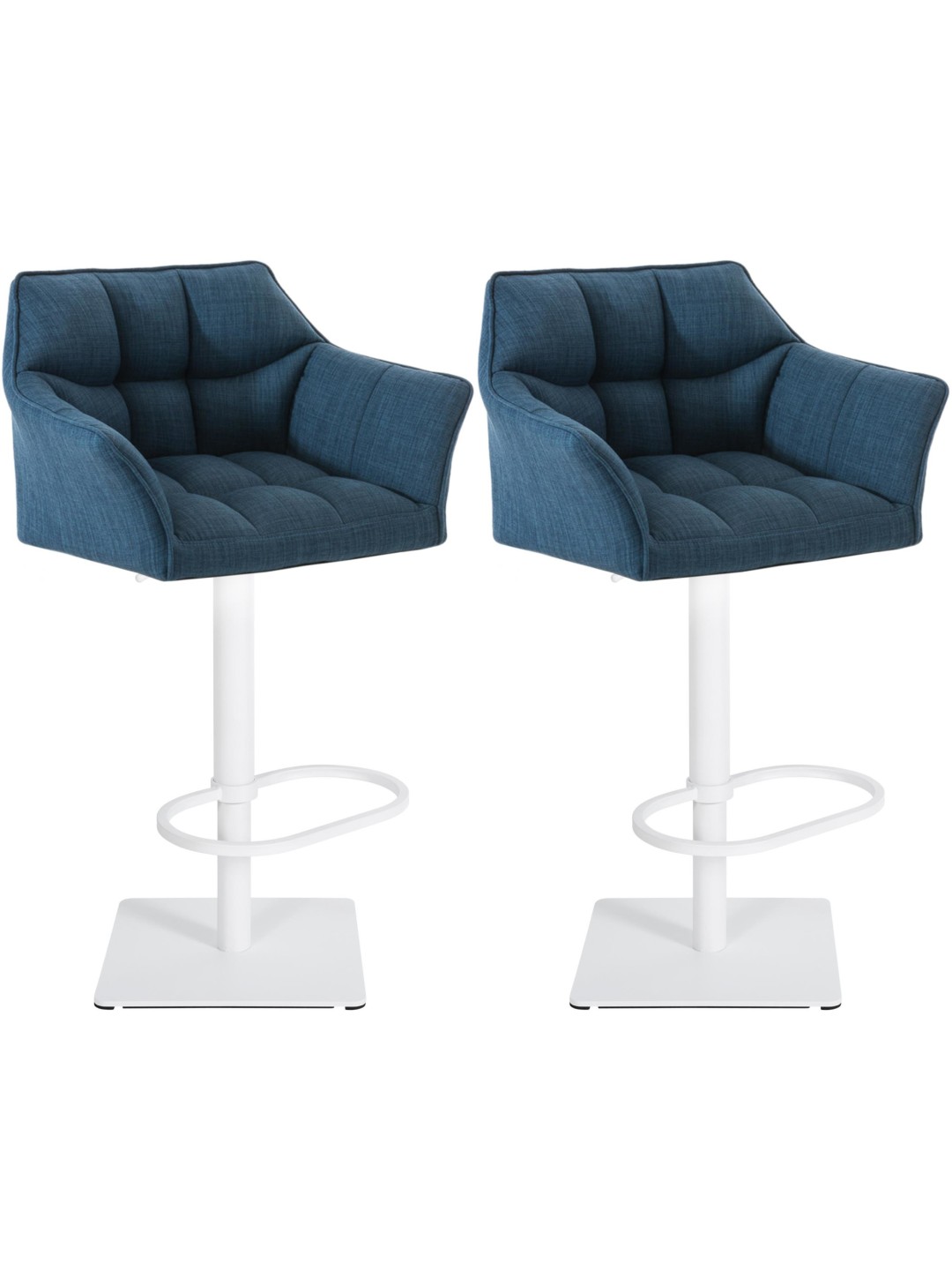 Conjunto de 2 bancos altos tecido Damaso, azul