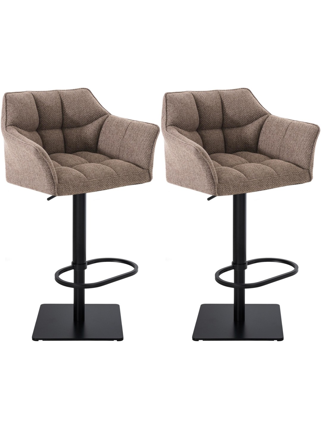 Conjunto de 2 bancos altos tecido Damaso, castanho terra