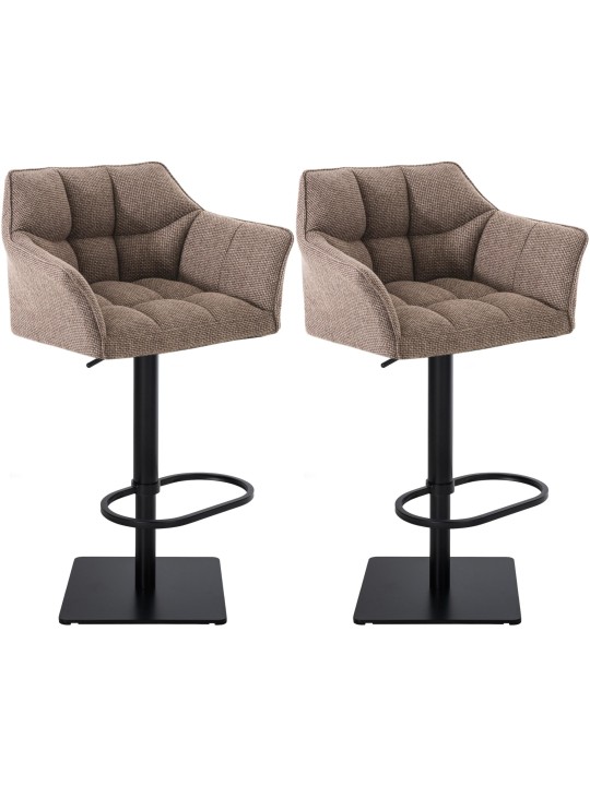 Conjunto de 2 bancos altos tecido Damaso, castanho terra