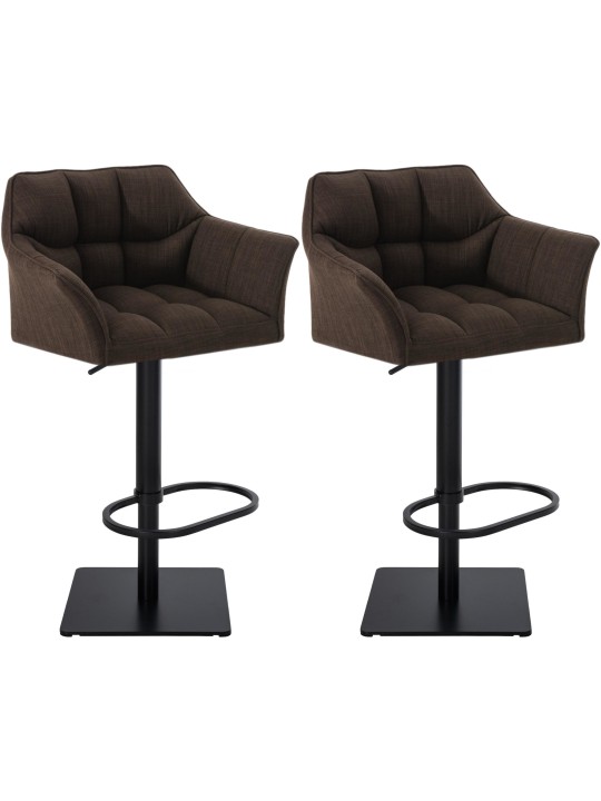 Conjunto de 2 bancos altos tecido Damaso, castanho