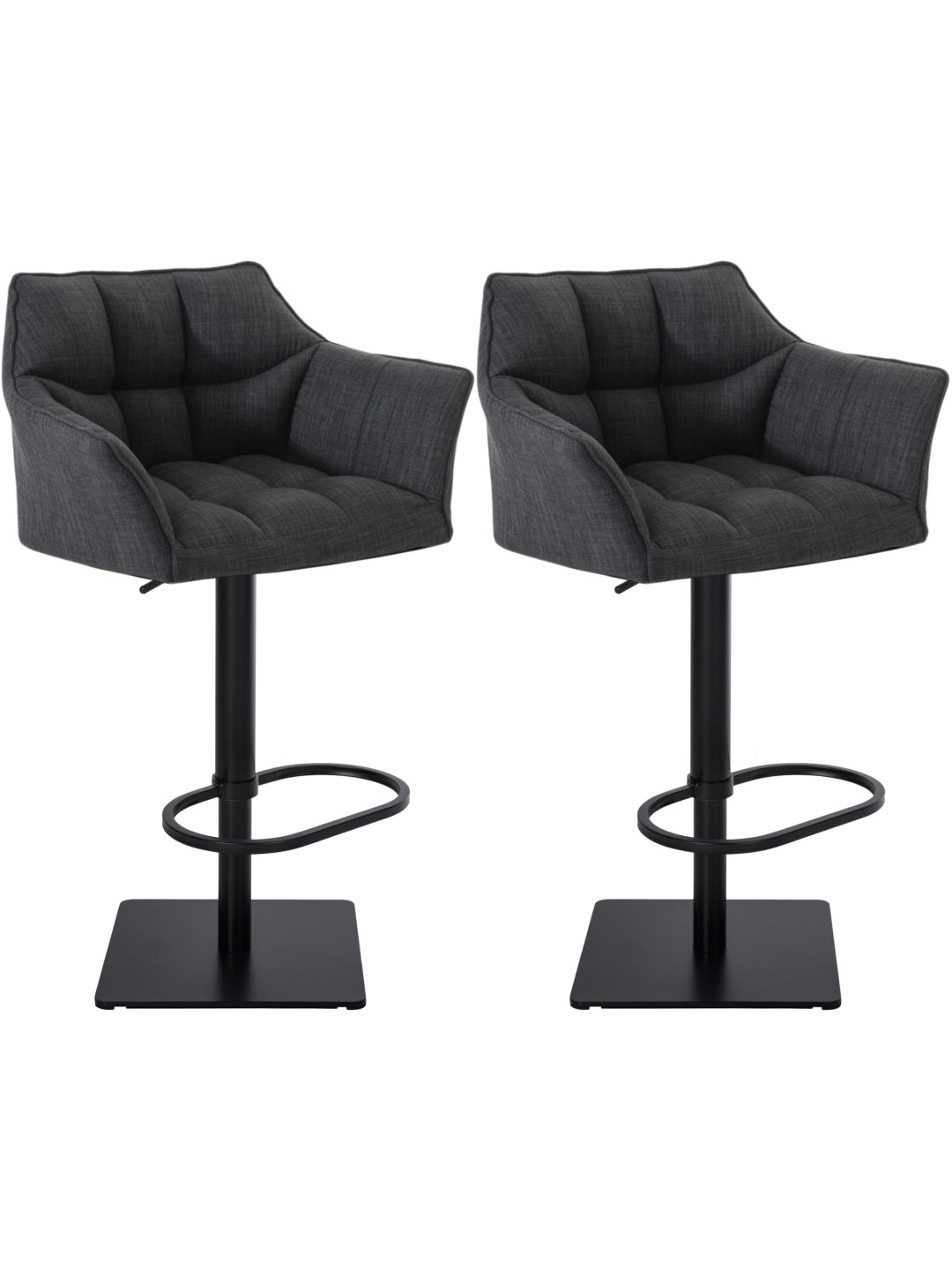 Conjunto de 2 bancos altos tecido Damaso, cinza escuro