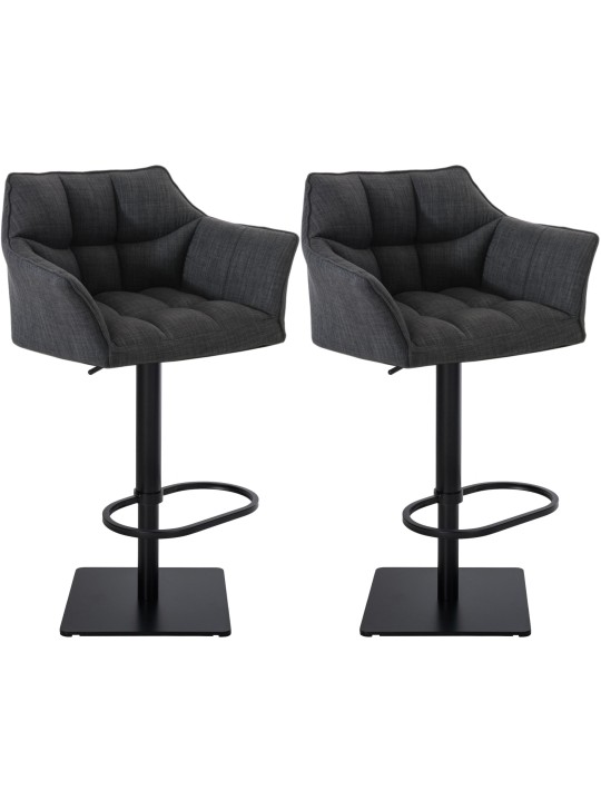 Conjunto de 2 bancos altos tecido Damaso, cinza escuro