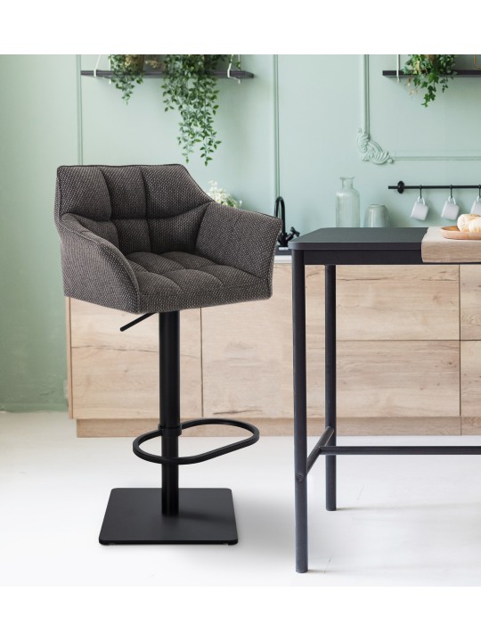 Conjunto de 2 bancos altos tecido Damaso, cinza titânio