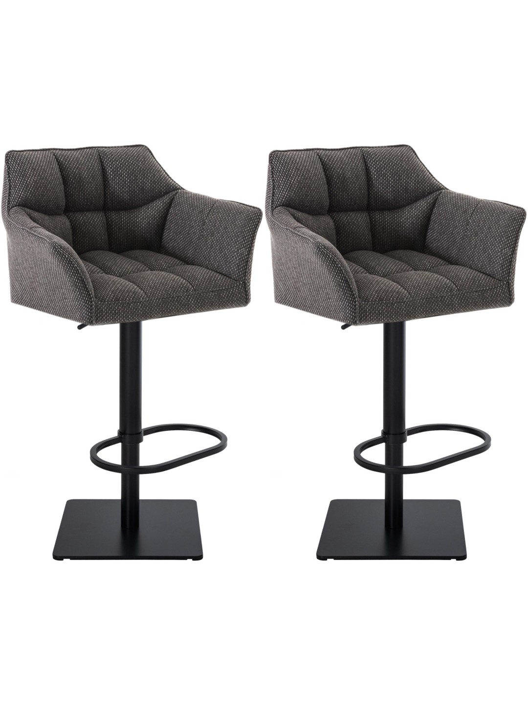 Conjunto de 2 bancos altos tecido Damaso, cinza titânio