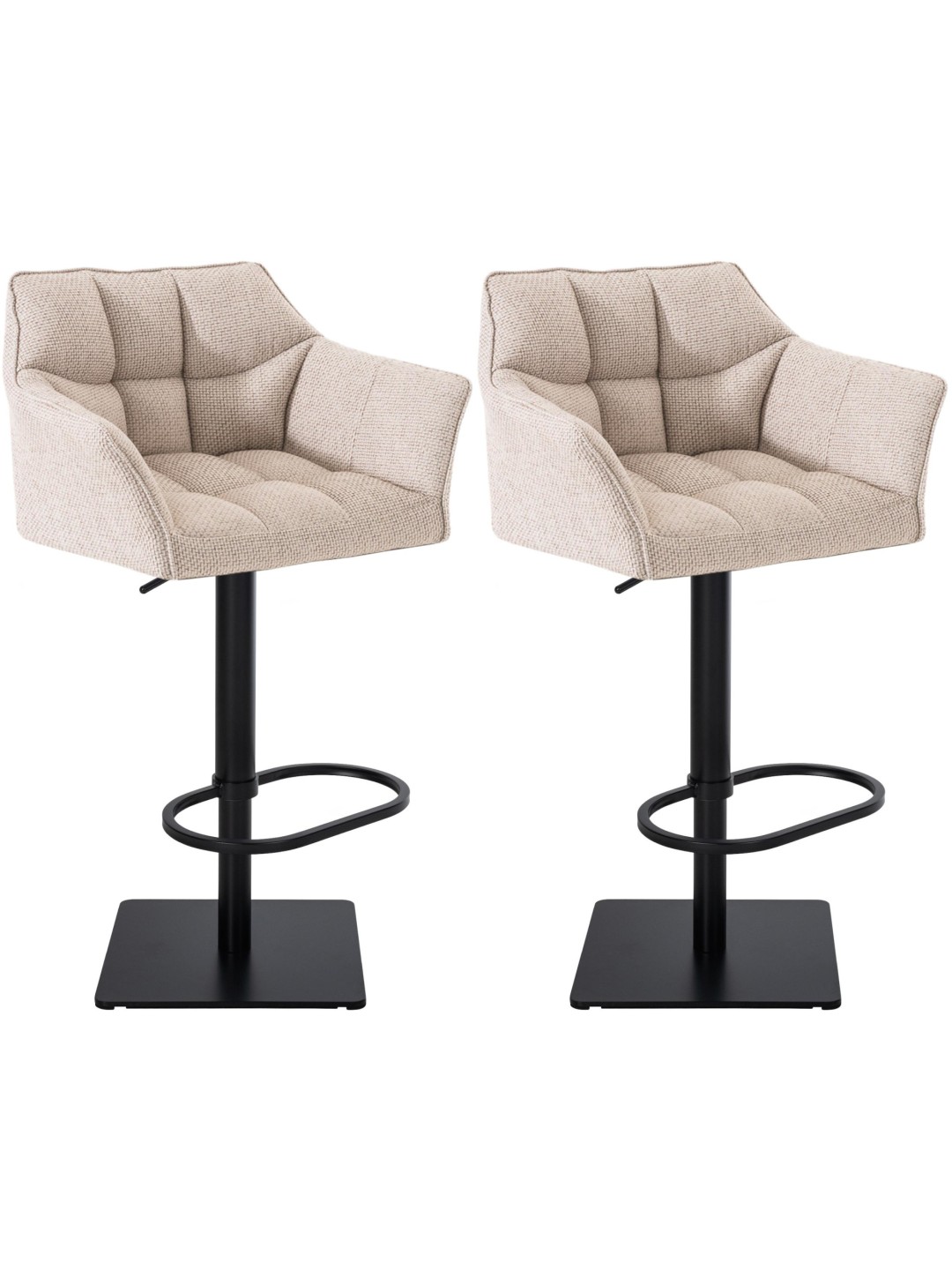 Conjunto de 2 bancos altos tecido Damaso, marfim