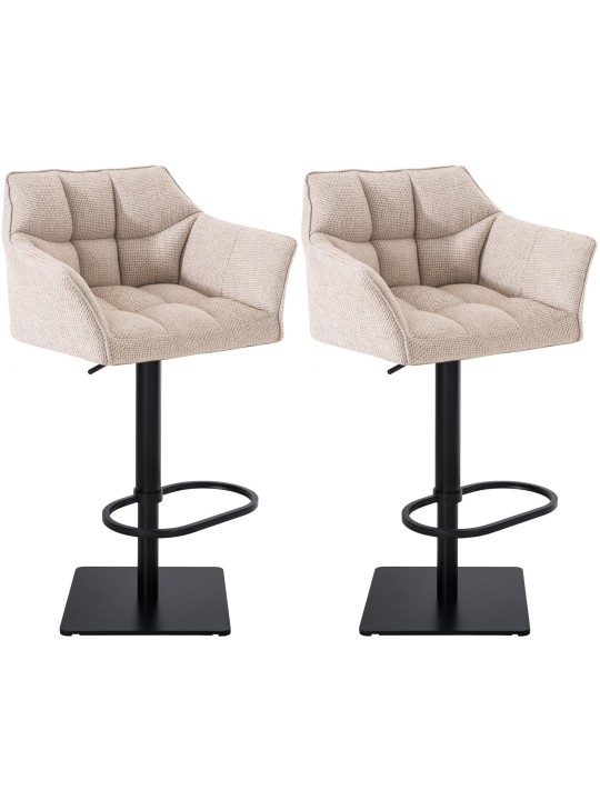 Conjunto de 2 bancos altos tecido Damaso, marfim