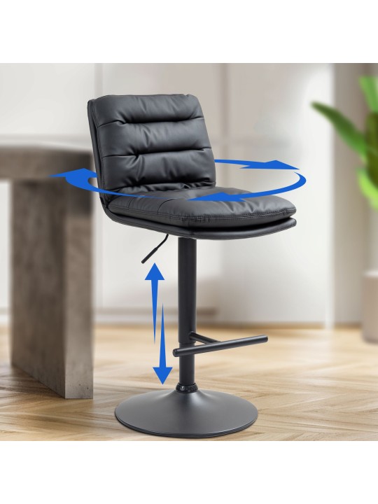 Banqueta alta Damar couro sintético, preto