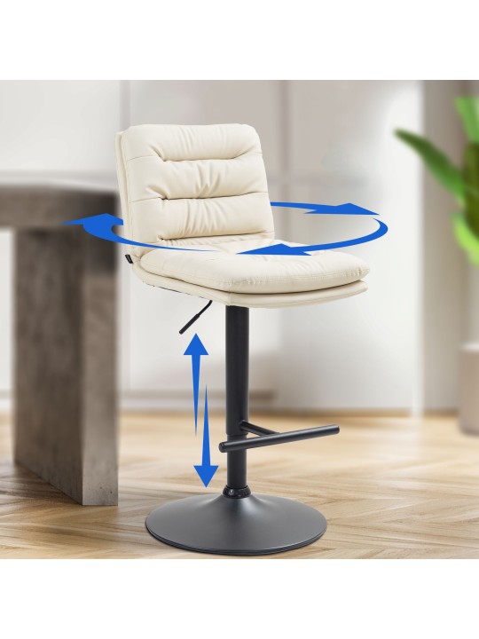 Banqueta alta Damar couro sintético, creme