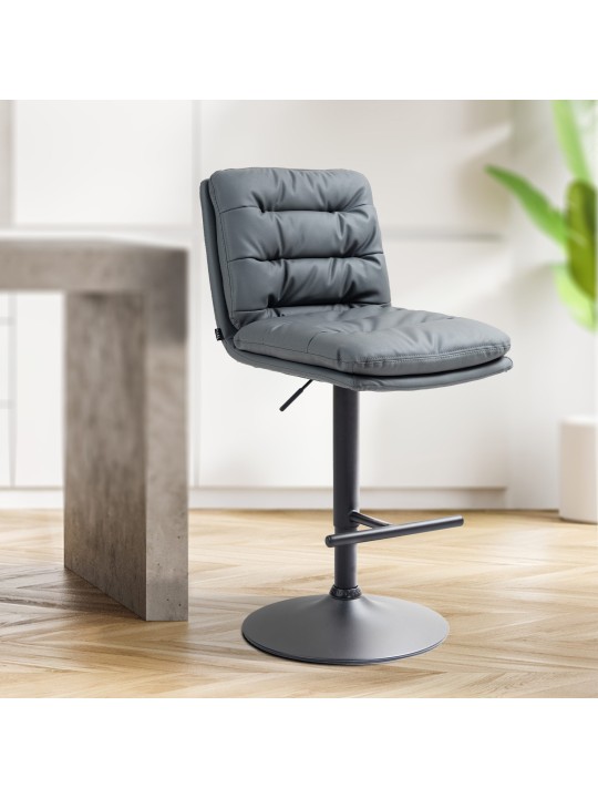 Banqueta alta Damar couro sintético, cinza
