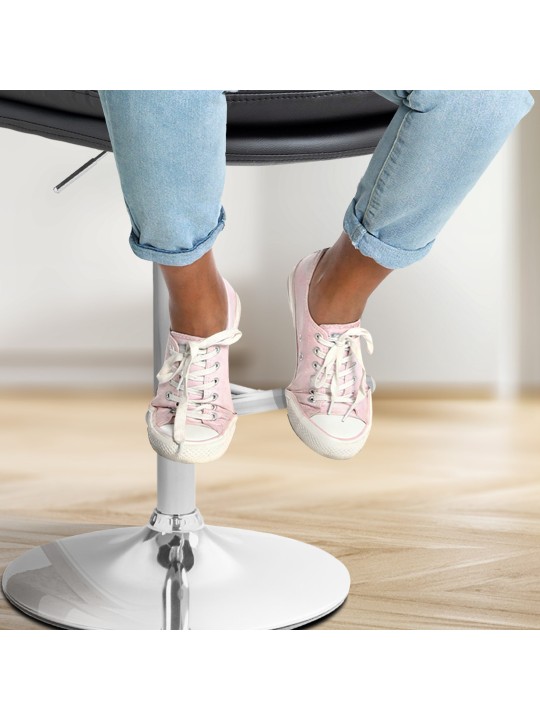 Banqueta alta Damar couro sintético cromado, preto