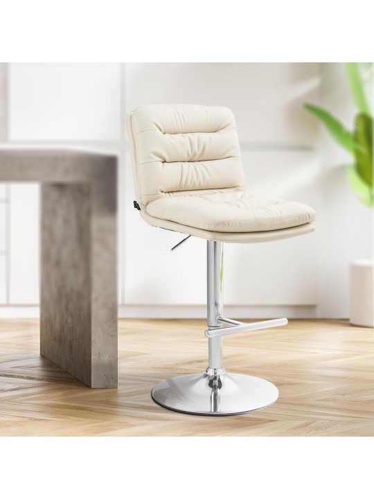 Banqueta alta Damar couro sintético cromado, creme Banqueta alta Damar couro sintético cromado, creme