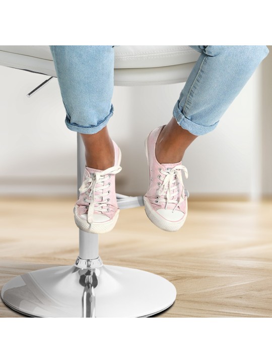 Banqueta alta Damar couro sintético cromado, branco