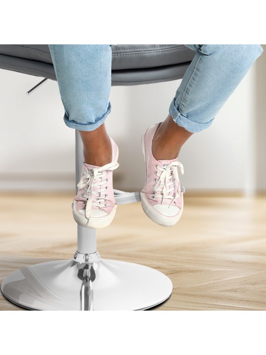 Banqueta alta Damar couro sintético cromado, cinza