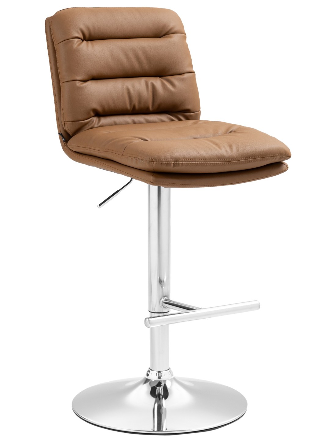 Banqueta alta Damar couro sintético cromado, castanho claro
