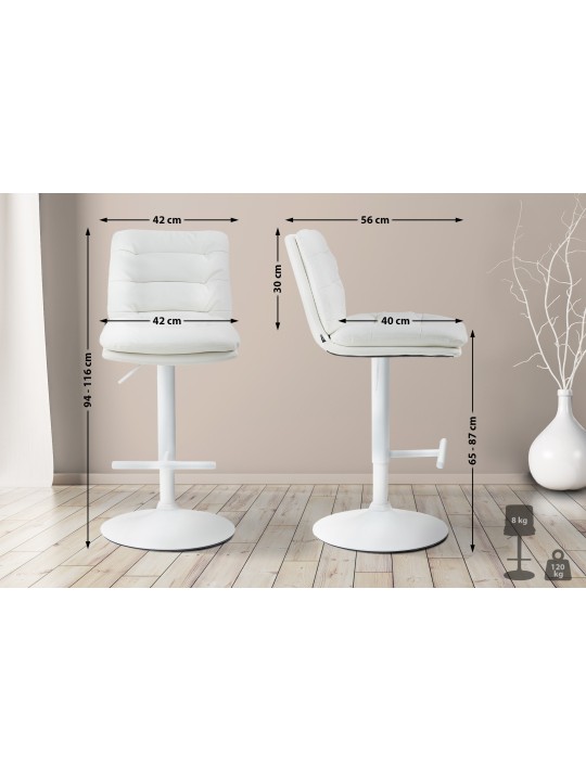 Banqueta alta Damar couro sintético, branco