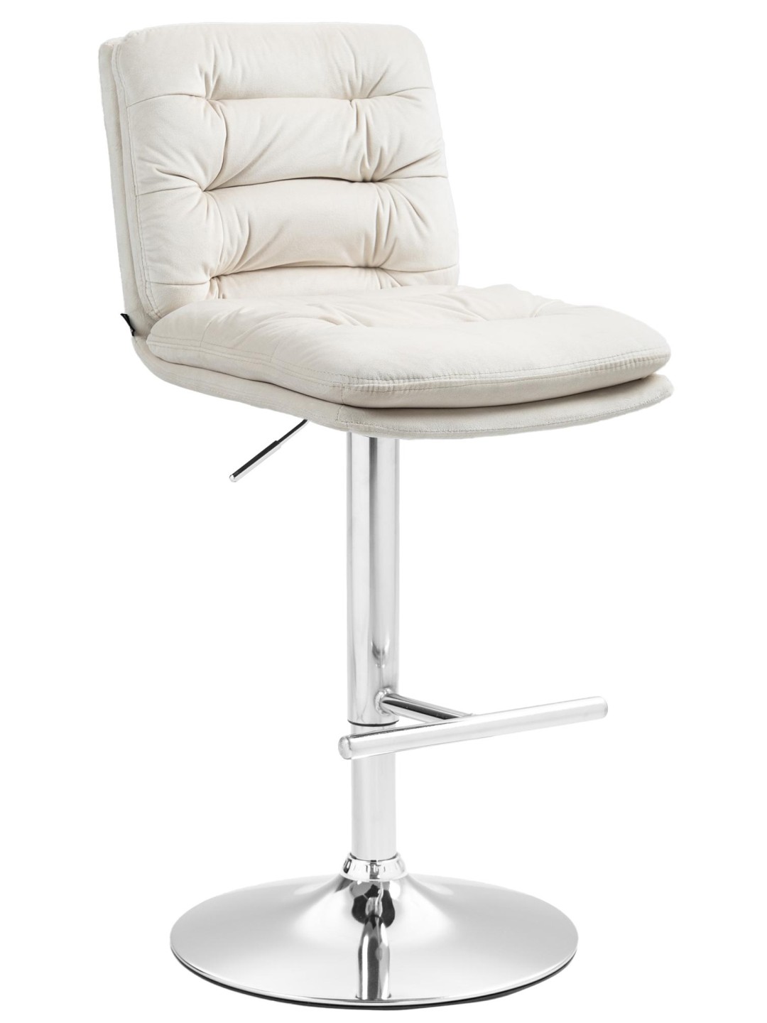 Banqueta alta Damar veludo cromado, creme