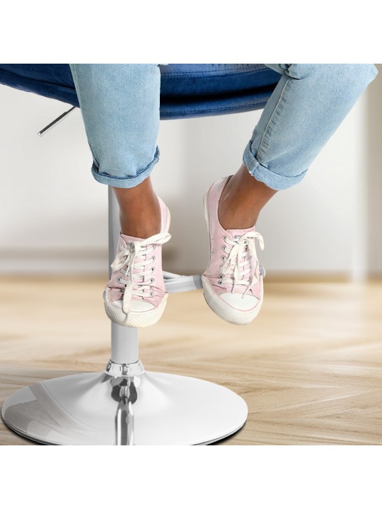 Banqueta alta Damar veludo cromado, azul