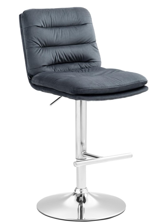 Banqueta alta Damar veludo cromado, cinza escuro