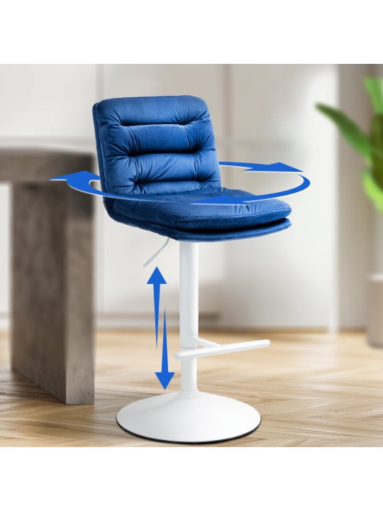 Banqueta alta Damar veludo, azul
