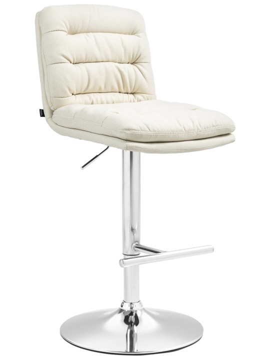 Banqueta alta Damar tecido cromado, creme