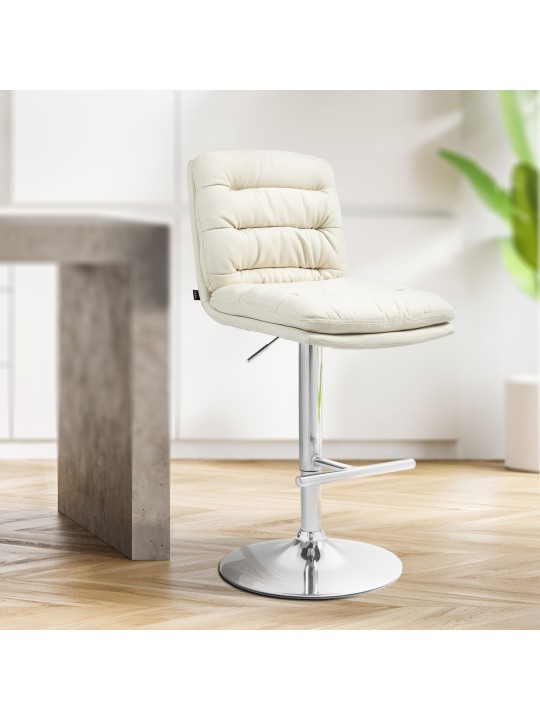 Banqueta alta Damar tecido cromado, creme