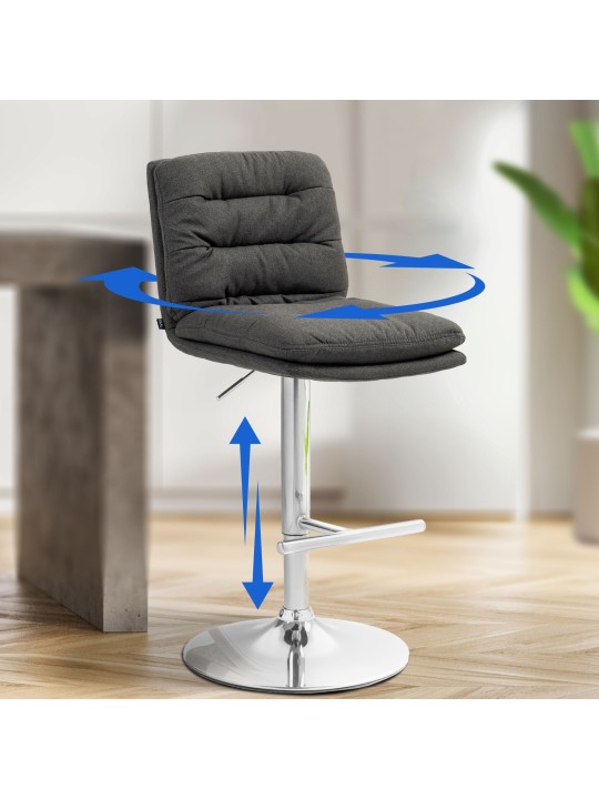 Banqueta alta Damar tecido cromado, cinza escuro