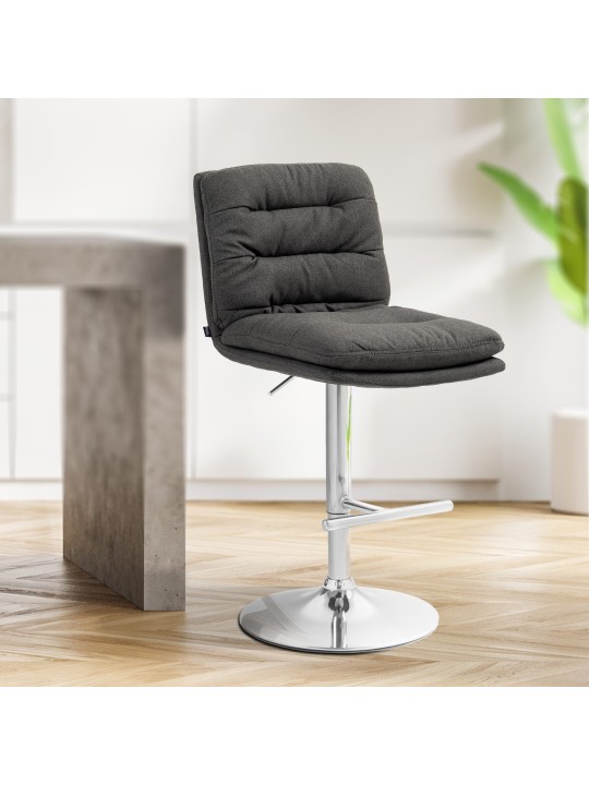 Banqueta alta Damar tecido cromado, cinza escuro