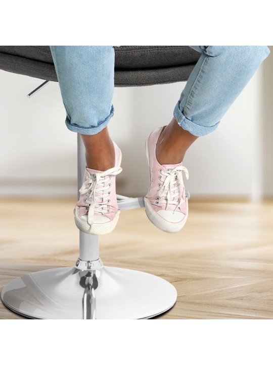 Banqueta alta Damar tecido cromado, cinza escuro