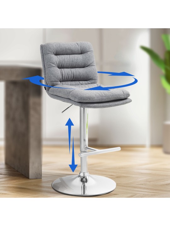 Banqueta alta Damar tecido cromado, cinza Banqueta alta Damar tecido cromado, cinza