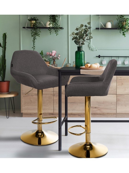 Banqueta alta Braga tecido dourado, cinza escuro