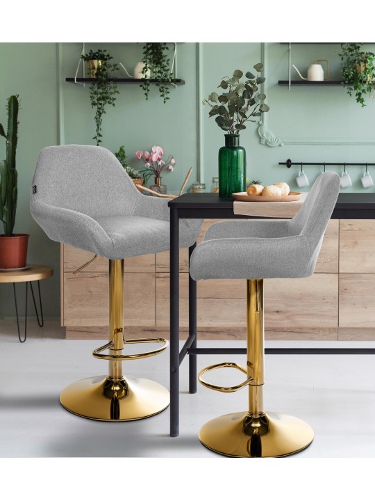 Banqueta alta Braga tecido dourado, cinza