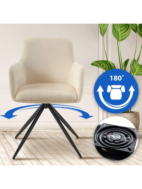 Cadeira de jantar de veludo Olema, creme