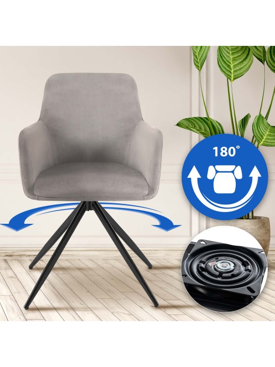 Cadeira de jantar de veludo Olema, cinza