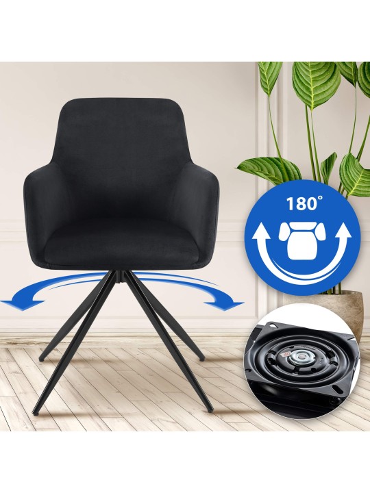 Cadeira de jantar de veludo Olema, preto Cadeira de jantar de veludo Olema, preto