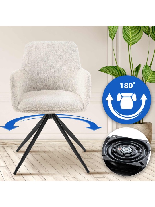 Cadeira de jantar em tecido Olema, creme Cadeira de jantar em tecido Olema, creme